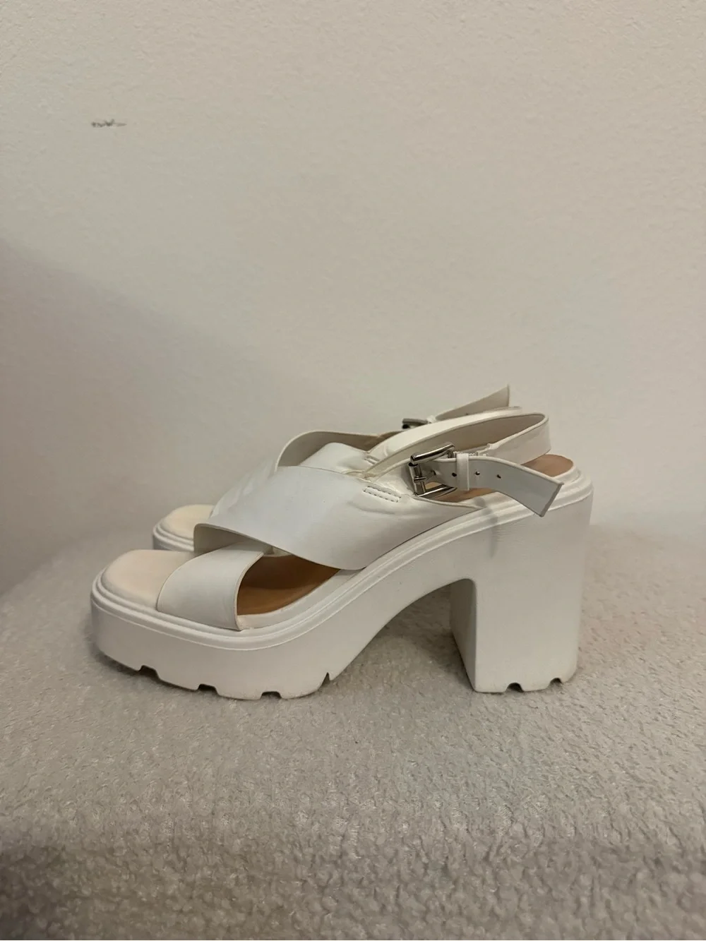 Altar'd State White Crisscross Platform Sandals